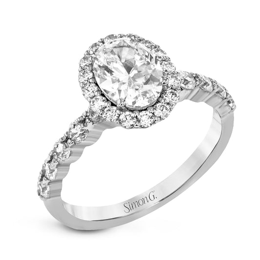 Oval-Cut Halo Engagement Ring In 18k Gold With Diamonds MR2878 WHITE 18K SEMI