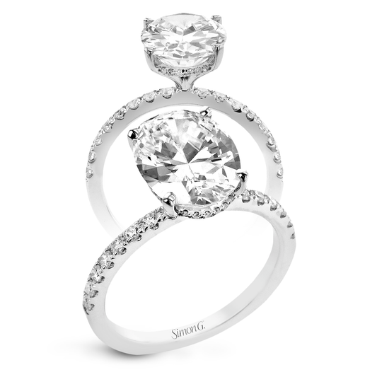 Oval-Cut Hidden Halo Engagement Ring in 18k Gold with Diamonds LR3295 WHITE 18K X WHITE