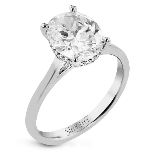 Oval-Cut Hidden Halo Engagement Ring in 18k Gold with Diamonds LR4055-OV WHITE 18K X WHITE