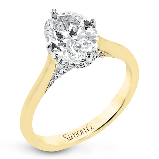 Oval-Cut Hidden Halo Engagement Ring In 18k Gold With Diamonds LR4778 WHITE 18K X WHITE