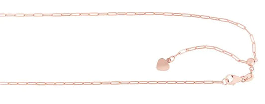 Rose Gold Polished Adjustable Paperclip Necklace