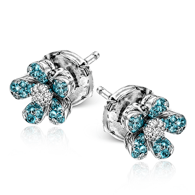 Paraiba Stud Earrings in 18k Gold with Diamonds LE4435 WHITE 18K X