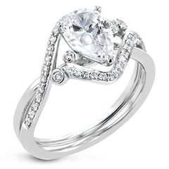 Pear-Cut Criss-Cross Engagement Ring In 18k Gold With Diamonds LR2113-PR WHITE 18K SEMI