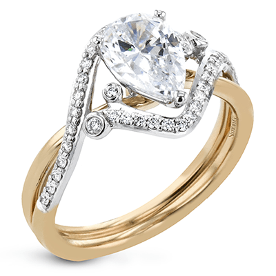 Pear-Cut Criss-Cross Engagement Ring In 18k Gold With Diamonds LR2113-PR WHITE 18K SEMI