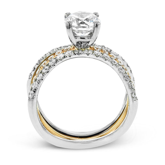 Pear-cut Engagement Ring & Matching Wedding Band in 18k Gold with Diamonds LR1083-PR WHITE 18K SET