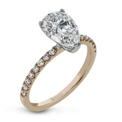 Pear-cut Engagement Ring & Matching Wedding Band in 18k Gold with Diamonds LR1083-PR WHITE 18K SET