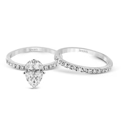 Pear-cut Engagement Ring & Matching Wedding Band in 18k Gold with Diamonds MR1686-PR WHITE 18K SET