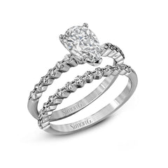 Pear-cut Engagement Ring & Matching Wedding Band in 18k Gold with Diamonds MR2173-D-PR WHITE 18K SET