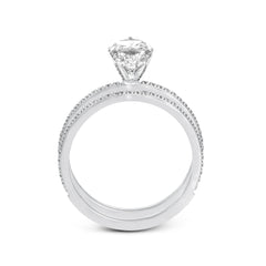 Pear-cut Engagement Ring & Matching Wedding Band in 18k Gold with Diamonds PR108-PR WHITE 18K SET