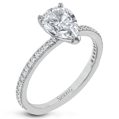 Pear-cut Engagement Ring & Matching Wedding Band in 18k Gold with Diamonds PR108-PR WHITE 18K SET