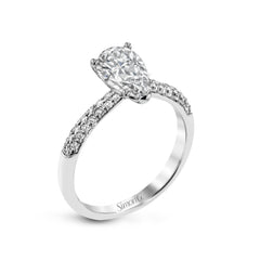 Pear-cut Engagement Ring & Matching Wedding Band in 18k Gold with Diamonds TR431-PR WHITE 18K SET