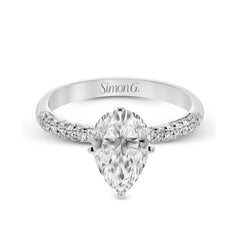 Pear-cut Engagement Ring & Matching Wedding Band in 18k Gold with Diamonds TR431-PR WHITE 18K SET