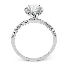 Pear-cut Halo Engagement Ring & Matching Wedding Band in 18K Gold with Diamonds MR2906_WHITE_18K_SET