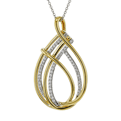 Pendant Necklace in 18k Gold with Diamonds LP2393-Y WHITE 18K X 2T