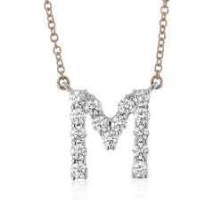 Personalized Initial Pendant Necklace in 18k Gold with Diamonds T-21 WHITE 18K X WHITE