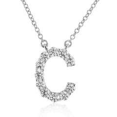 Personalized Initial Pendant Necklace in 18k Gold with Diamonds T-21 WHITE 18K X WHITE