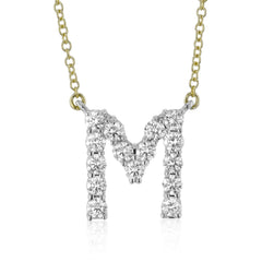 Personalized Initial Pendant Necklace in 18k Gold with Diamonds T-21 WHITE 18K X WHITE