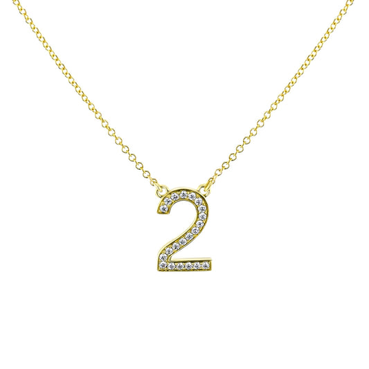 Personalized Number Pendant Necklace in 18k Gold with Diamonds NUMBER-1 WHITE 18K X WHITE