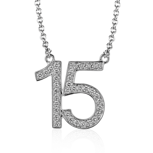 Personalized Two-number Pendant Necklace in 18k Gold with Diamonds NUMBER-2 WHITE 18K X WHITE