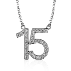 Personalized Two-number Pendant Necklace in 18k Gold with Diamonds NUMBER-2 WHITE 18K X WHITE