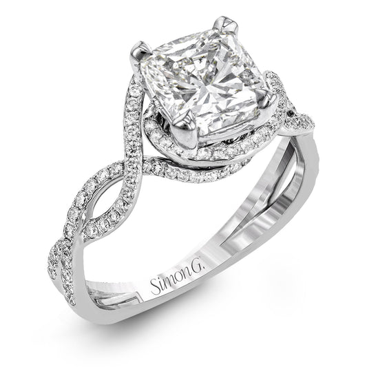 Princess-Cut Criss-Cross Engagement Ring In 18k Gold With Diamonds LP2304-PC WHITE 18K SEMI