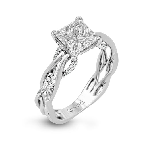 Princess-Cut Criss-Cross Engagement Ring In 18k Gold With Diamonds MR2514-PC WHITE 18K SEMI