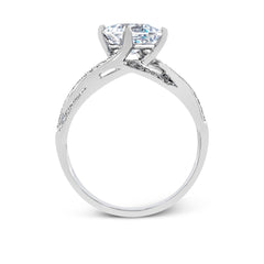 Princess-cut Criss-cross Engagement Ring & Matching Wedding Band in 18k Gold with Diamonds MR1395 WHITE 18K SET