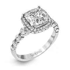 Princess-Cut Double-Halo Engagement Ring In 18k Gold With Diamonds MR2477-PC WHITE 18K SEMI