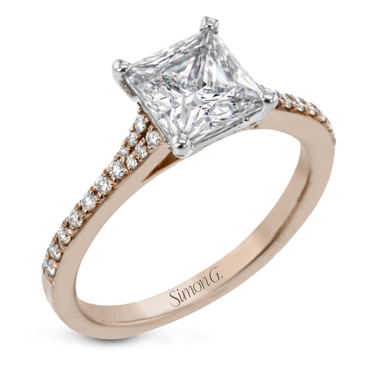 Princess-Cut Engagement Ring In 18k Gold With Diamonds LR2507-PC_WHITE_18K_SEMI