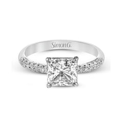 Princess-cut Engagement Ring & Matching Wedding Band in 18k Gold with Diamonds TR431-PC WHITE 18K SET