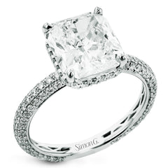 Princess-Cut Hidden Halo Engagement Ring in 18k Gold with Diamonds LR3022-RD WHITE 18K X WHITE