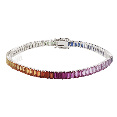 Rainbow Sapphire Color Bracelet in 18k Gold LB2518 WHITE 18K X WHITE