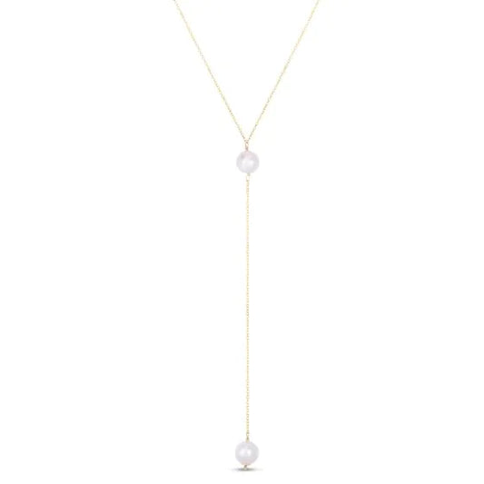 Yellow Gold Diamond Cut/ Textured Gold & Pearl Fashion Necklace