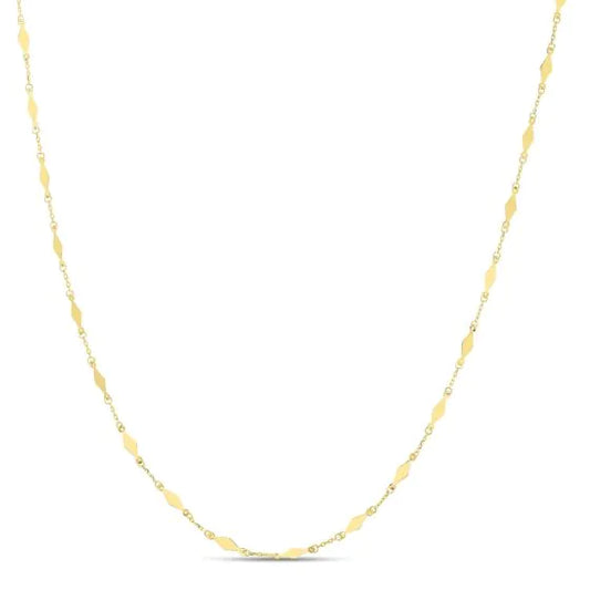 Yellow Gold Polished Miror Chain Fashion Necklace