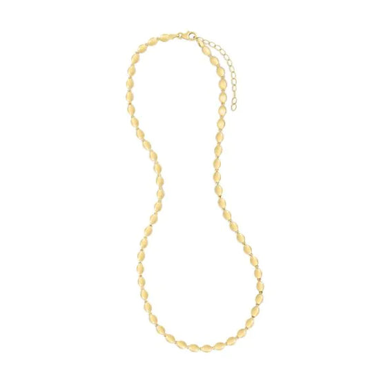 Yellow Gold Polished Pebbles & Bead Fashion Necklace