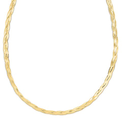 Yellow Gold Diamond Cut/ Textured Braided Herringbone Necklace