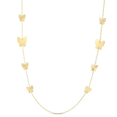 Yellow Gold Diamond Cut/ Textured Papillon Necklace
