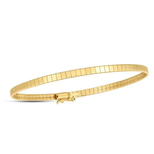 Yellow Gold Polished Brick Omega Necklace