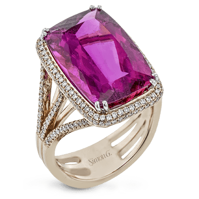 Ring In 18k Gold With Rubellite And Diamonds 615628