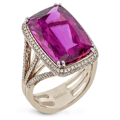 Ring In 18k Gold With Rubellite And Diamonds 615628