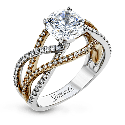 Round-Cut Criss-Cross Engagement Ring In 18k Gold With Diamonds LR2125 WHITE 18K SEMI