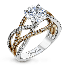 Round-Cut Criss-Cross Engagement Ring In 18k Gold With Diamonds LR2125 WHITE 18K SEMI