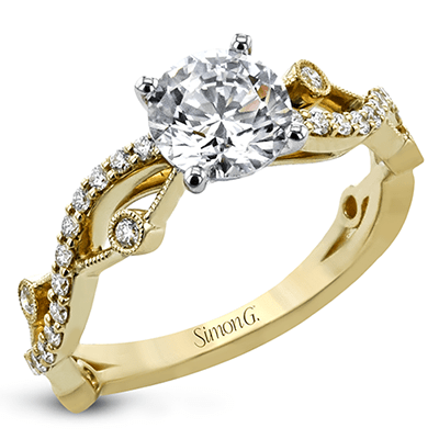 Round-Cut Criss-Cross Engagement Ring In 18k Gold With Diamonds LR2207 WHITE 18K SEMI