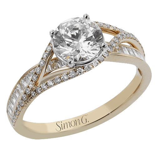 Round-Cut Criss-Cross Engagement Ring In 18k Gold With Diamonds LR3184 WHITE 18K X ROSE