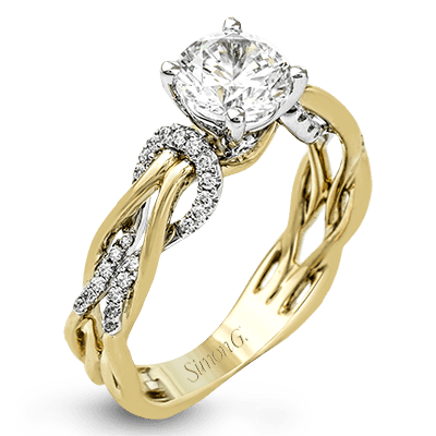 Round-Cut Criss-Cross Engagement Ring In 18k Gold With Diamonds MR2514 WHITE 18K SEMI YELLOW