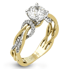 Round-Cut Criss-Cross Engagement Ring In 18k Gold With Diamonds MR2514 WHITE 18K SEMI YELLOW