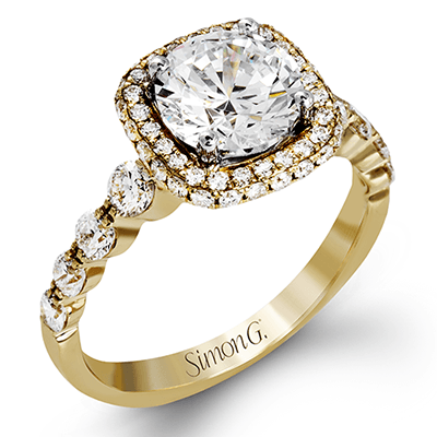 Round-Cut Double-Halo Engagement Ring In 18k Gold With Diamonds MR2477 WHITE 18K SEMI