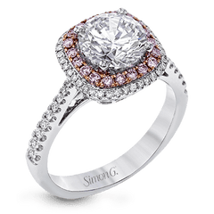 Round-Cut Double Halo Engagement Ring in 18k Gold with Diamonds MR2827 WHITE-ROSE 18K SEMI WHITE-ROSE