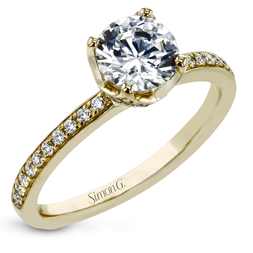 Round-Cut Engagement Ring in 18k Gold with Diamonds LR2227 WHITE 18K SEMI