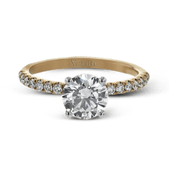 Round-cut Engagement Ring & Matching Wedding Band in 18k Gold with Diamonds LR1083_WHITE_18K_SET